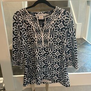 Gretchen Scott navy & white knit tunic
